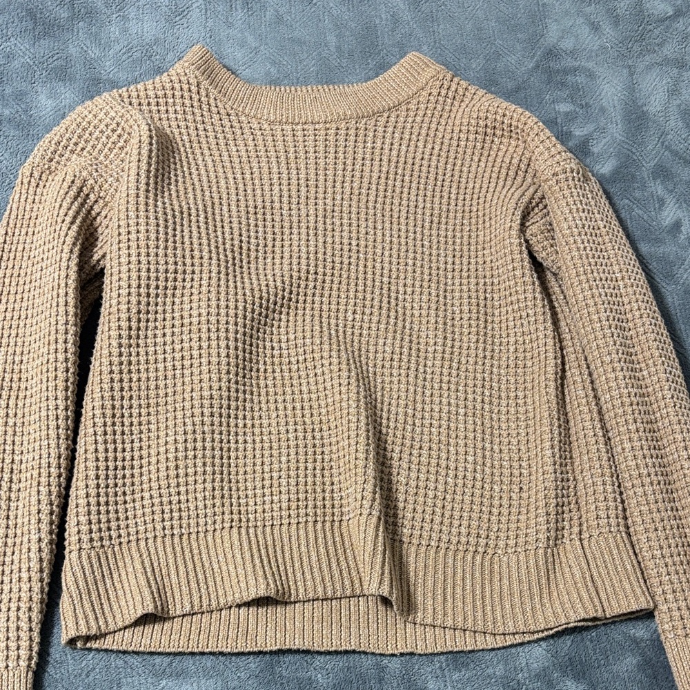 Cozy Tan Waffle Knit Sweater